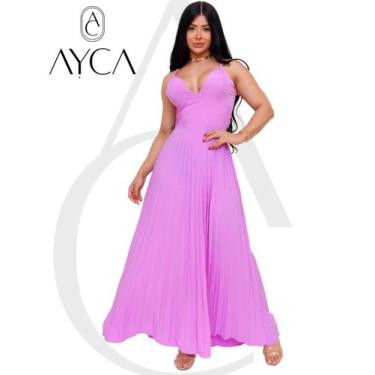 Imagem de Vestido Plissado Alça Para Eventos formaturas casamentos Madrinhas Com