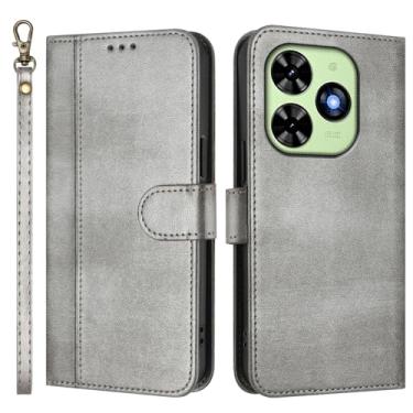 Imagem de Capa carteira flip de couro PU para Infinix Smart 8 Pro 2024, capa de telefone com alça de pulso, 3 compartimentos para cartão + bolso para dinheiro, fecho magnético, suporte antiqueda e compatível