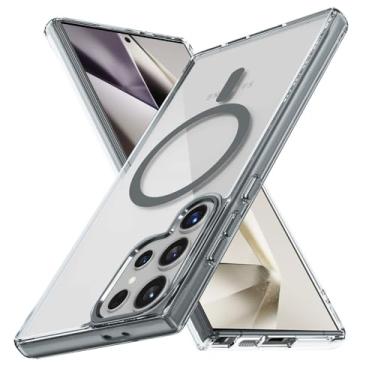 Imagem de Capa de celular magnética transparente de luxo para Samsung S25 S24 Ultra S23 Plus A55 A35 Capa de carregamento sem fio, cinza, para Galaxy S25Plus