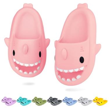 Imagem de Chinelos de tubarão para crianças, meninos, meninas, chinelos de tubarão fofos para bebês, sandálias de chá nublado, praia, piscina, secagem rápida (bebês, crianças pequenas), Rosa - 02, 11.5-12 Little Kid