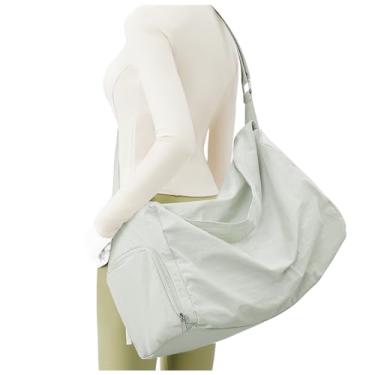 Imagem de Bolsa de ginástica pequena para mulheres com compartimento para sapatos, bolsa esportiva para viagem, bolsa de ombro para noite, Cinza e verde, Casual