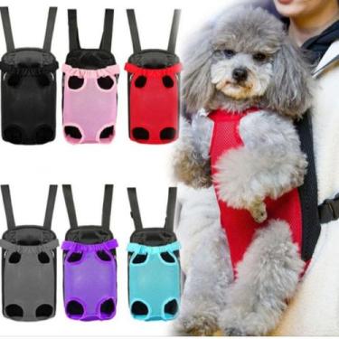 Imagem de Mochila Bolsa Canguru Transporte De Pet Cachorro Gatos Preto Rosa - No