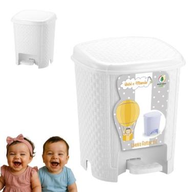 Imagem de Lixeira Cesto Mamae e Bebe Rattan 6 Litros Fralda Branco - Monte Líban