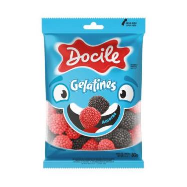 Imagem de Bala Gelatines Amoras 12 Pacotes de 80gr Cada - Docile