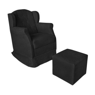 Imagem de Poltrona Amamentação Com Balanço E Puff Luxo Suede Manuela Cor:preto