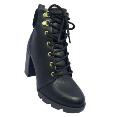 Imagem de Bota Beira Rio Feminina Floather Com salto Coturno Casual, Preto, 36, 