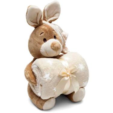 Imagem de Manta E Bichinho Pelúcia Baby Rabbit C/ Microfibra Bege