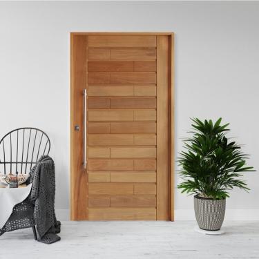 Imagem de Kit Porta De Madeira Pivotante 210X110Cm Batente 14Cm Fechadura 803 Rolete 3B Roma Tauari