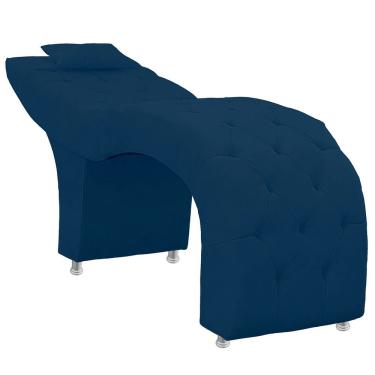 Imagem de Maca Estofada Capitone Julia Para Estetica Facial Sombrancelha E Cilios Suede Cor Azul Marinho