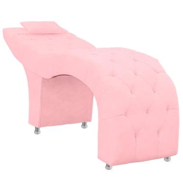 Imagem de Maca Estofada Capitone Julia Para Estetica Facial Sombrancelha E Cilios Suede Cor Rosa Bebe