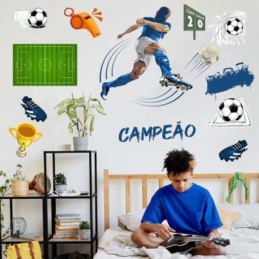 Imagem de Adesivo De Parede Futebol Decorativo Para Quarto E Sala Titulo Azul