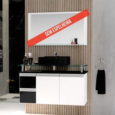 Imagem de Gabinete Banheiro 2 Gavetas 2 Portas Diamante 80cm - Preto - Com Cuba Preta - Preto