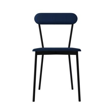 Imagem de Cadeira Fixa Estofada Vintage Emília Com 4 Unidades Azul-preto