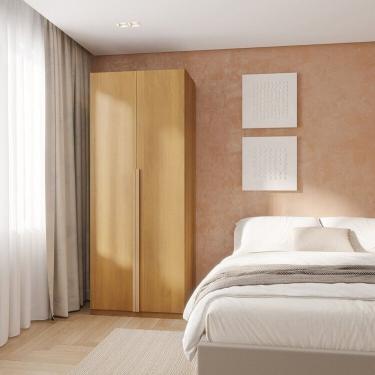 Imagem de Guarda-roupa Modular 80cm Com Portas E Prateleiras Jade Cabecasa Madeiramadeira Avelã