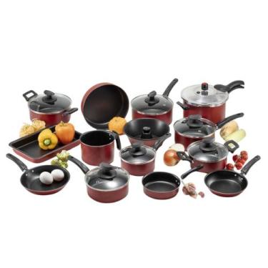 Imagem de Conjunto Panelas 17 Pc Antiaderente Panela Pressão 4,5L Verm - Alumíni