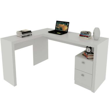 Imagem de Mesa de Canto para Escritório em L Angular com 2 Gavetas