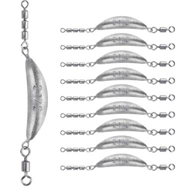Imagem de THKFISH Chumbada Giratória Para Pesca, Crescente Com 3 Giros Giratórios, Kit De Pesos Drop Shot, Chumbadas Corrico Em Linha, Torpedo Água Salgada E Doce, 1/2-6 Oz
