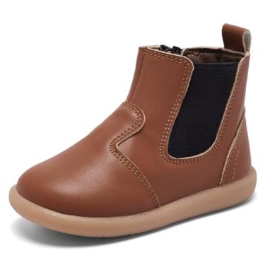Imagem de MORENDL Botas De Bebê Para Meninos E Meninas, Sapatos Caminhada Com Cadarço, Botinhas Antiderrapantes, Mocassins Leves, 15 A 18 Meses, Marrom, Chelsea