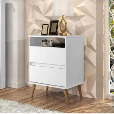 Imagem de Mesa de cabeceira Lotus Pés Palitos 2 gavetas Branco - J e A