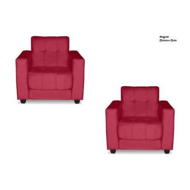 Imagem de Kit Poltronas Estofadas Verona Suede - Renascer Decor,  Vermelho