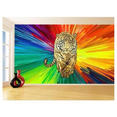 Imagem de Papel De Parede 3D Animais Pop Art Tigre Felino 3,5M Pxa122 - Você Dec