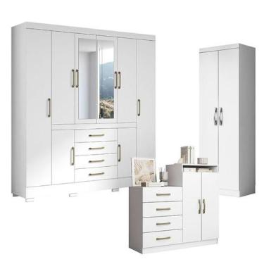 Imagem de Guarda Roupa Casal Nápole 2045149 e Armário Multiuso New 2000192 e Côm