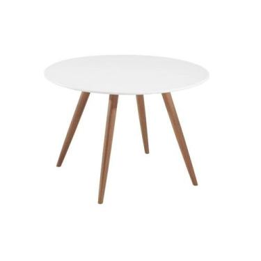 Imagem de Mesa Jantar 70cm Redonda Branco Tampo Mdf Pé Palito Inclinado - JT Hom