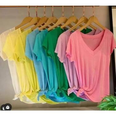 Imagem de Blusa feminina podrinha manga curta - Filó Modas, m, Verde água