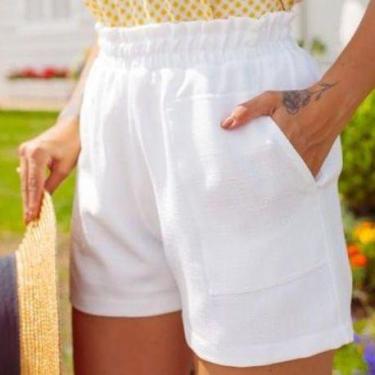 Imagem de Short feminino elástico na cintura com bolso - Filó Modas, G, Pink