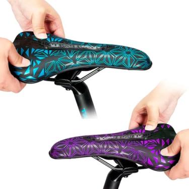 Imagem de Selim de Bicicleta Ergonômico para Mountain Bike, Design Geométrico, Disponível em Azul e Roxo
