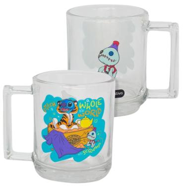 Imagem de Caneca Stitch Bela E A Fera Vidro Transparente 250 ml Oficial Disney