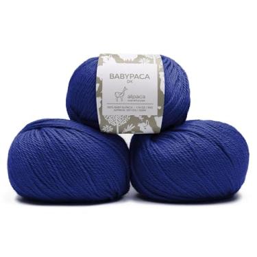 Imagem de Conjunto de 3 novelos de lã de alpaca 100% bebê (150 gramas) Peso DK - Feito no Peru - Celestial macio e perfeito para tricô e crochê (azul azure, DK)