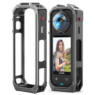 Imagem de Capa protetora de liga de alumínio durável para Insta360 X5 para Insta 360 X5 com suporte de liberação rápida, sapata fria embutida e roscas de 0,6 cm para acessórios de câmera de ação Insta360 X5