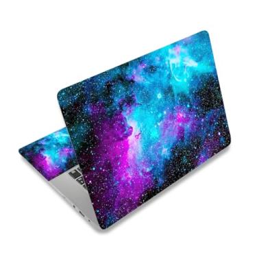 Imagem de Decalque adesivo para laptop com película de 30,48 cm 13,3 polegadas 14" 15" 15,4 polegadas 15,6 polegadas para laptop, vinil, película, protetor de arte, notebook, PC (2 almofadas de pulso incluídas), decorativo, à prova d'água, removível, nebulosa Galaxy