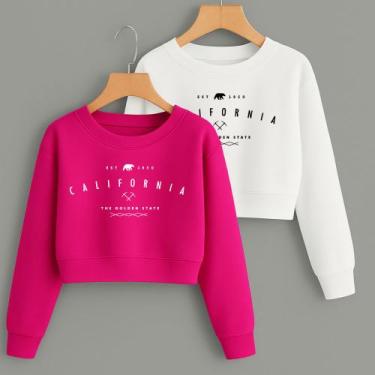 Imagem de Kit com 2 Cropped Moletom Estampa California Golden State Modinha Inve