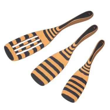 Imagem de Cokka Praca Espátula de madeira artesanal de 3 peças para cozinhar - colheres de madeira resistentes para cozinhar, podem ser lavadas na lava-louças e sem manutenção para panelas antiaderentes