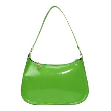 Imagem de Bolsa noturna de couro vegano patente mini Hobo clutch brilhante bolsas de ombro, Verde