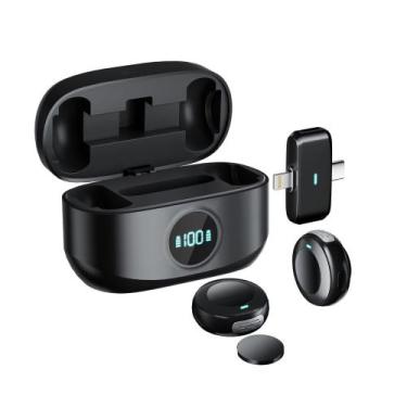 Imagem de Microfone Lapela Duplo Sem Fio para iPhone e Android M2 Profissional P