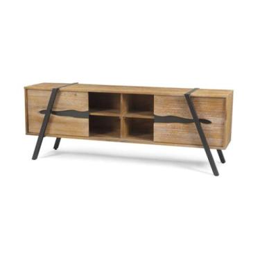Imagem de Rack Coliseu 2 Portas Driftwood com Base Aco Grafite 208cm - 64226 - S