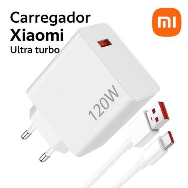 Imagem de Carregador Turbo Xiaomi 120W Original Tipo-C  Carrega 100% em Minutos 