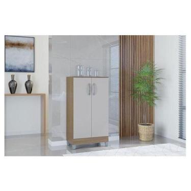 Imagem de Armário Multiuso Ambiente 2 Portas Pequeno Castanho Off White - Poquem