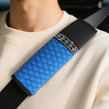 Imagem de wuyaoyao 2 peças de capa de cinto de segurança de carro brilhante, capas de cinto de segurança de couro respirável para carros, capas de alça de ombro de cinto de segurança macias e confortáveis