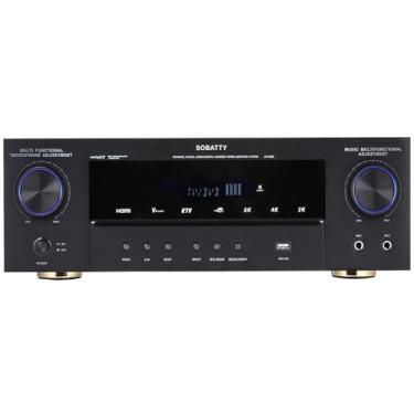 Imagem de SOBATTY Receptores estéreo, amplificador de áudio de 5.1 canais com HDMI, óptico/coaxial, Bluetooth/USB, RCA, entrada AC-3, saída de subwoofer para karaokê, casa, alto-falantes de cinema (não Dolby