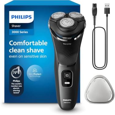 Imagem de PHILIPS Barbeador Elétrico Masculino Série 3000 Recarregável Úmido/Seco - Aço Metálico Moderno