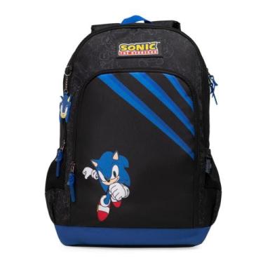 Imagem de Mochila Escolar Masculina Juvenil Sonic Preta - Bagaggio, U