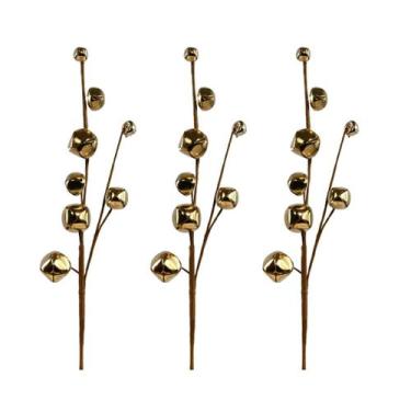 Imagem de 3 Galhos Guizo Dourado Metal Árvore De Natal Guirlanda 52cm - Magizi