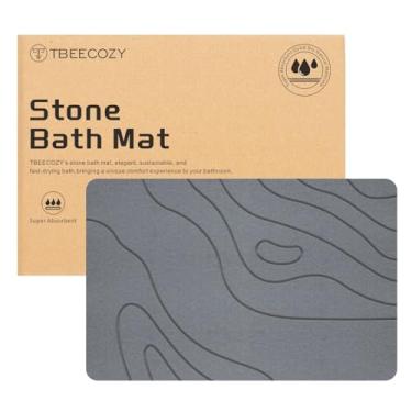 Imagem de BIOIWGY Tapete de banho de pedra, 51 x 76 cm, tamanho grande, diatomita, secagem rápida, antiderrapante, superabsorvente para banheiro e cozinha, multiuso como tapete para animais de estimação, fácil