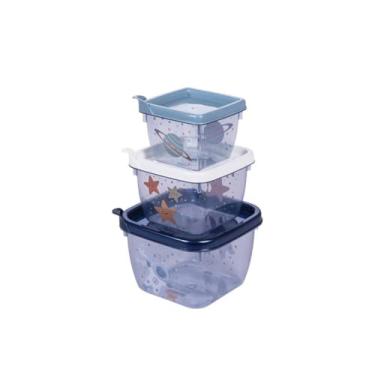 Imagem de Kit Infantil 3 Potes Connect Plasútil Para Lanche Bebê (Astronauta)