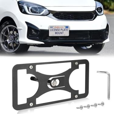 Imagem de Moldura frontal sem furadeira compatível com Honda Fit | 2015-2022 Suporte de gancho de reboque para placa de carro antifurto Capas de etiqueta de carro à prova de ferrugem, acessórios de carro à