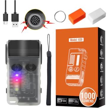 Imagem de Lanterna LED com alarme de luz UV 110dB IP67 Impervenção a água de 180 graus Rotação traseira Lâmpa de trabalho para camping ao ar livre Emergência